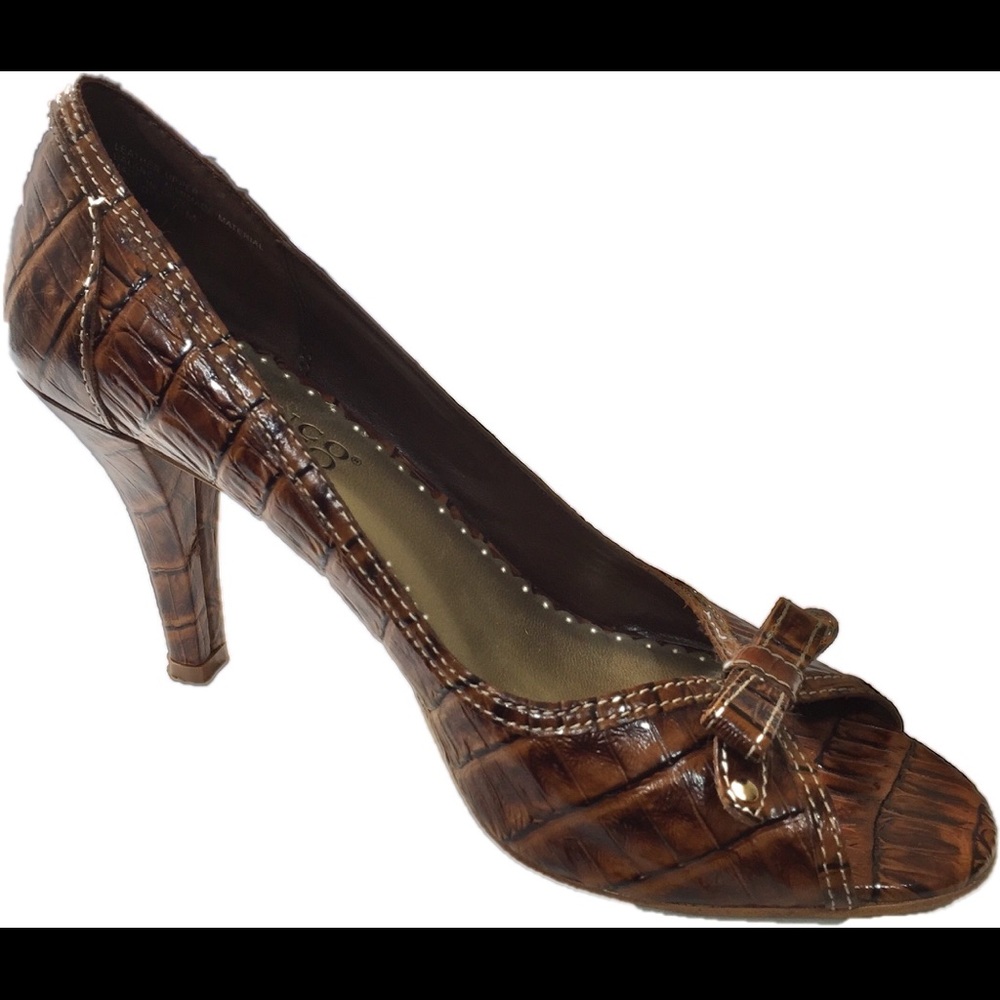 Franco Sarto womens brown open toe high heel 7.5